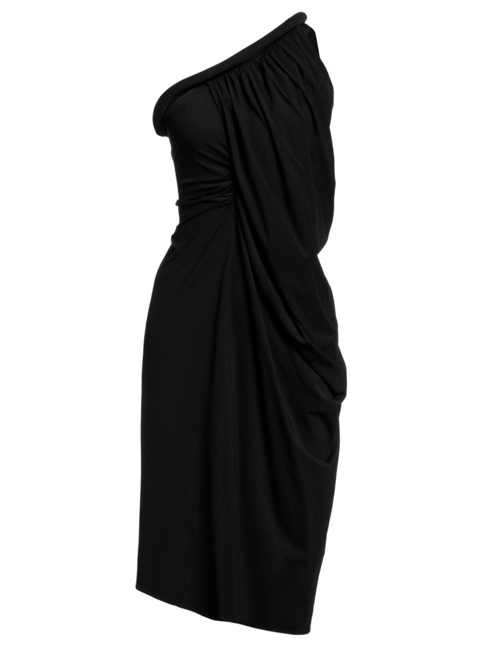 EUC JW Anderson One-Shoulder Black Ruched Mini Dress Size 10